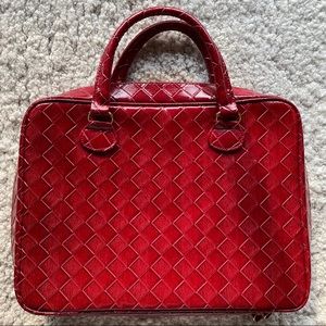 Estee Lauder Red Patent Leather Zipper Travel Case